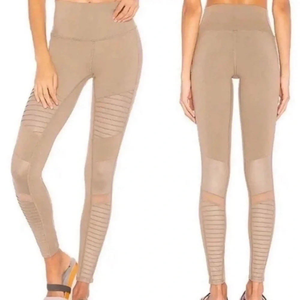 ALO Yoga Moto Tan High Waisted Leggings